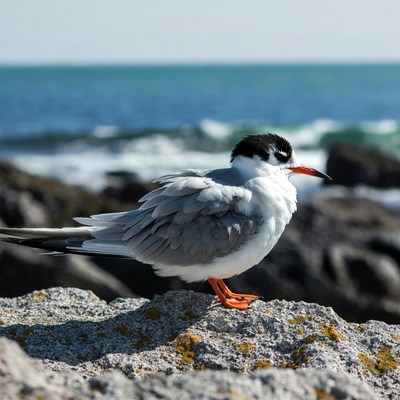Gull standing on seaside rock