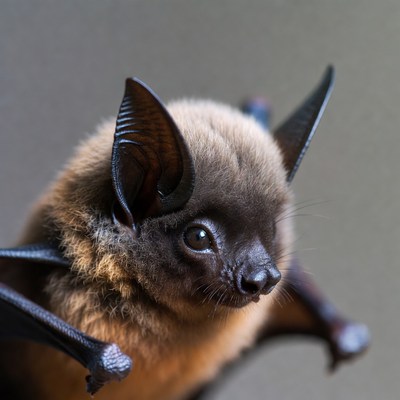 Closeup of cute brown bat