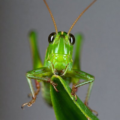 Green grasshopper on leaf