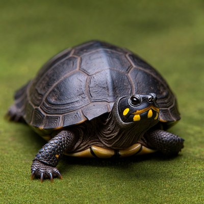 Black turtle with yellow face markings