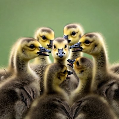 Cluster of Cute Goslings