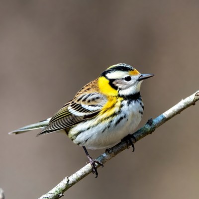Yellow-rumped Warbler perched on branch