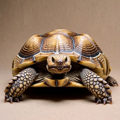 Radiated Tortoise on Brown Background