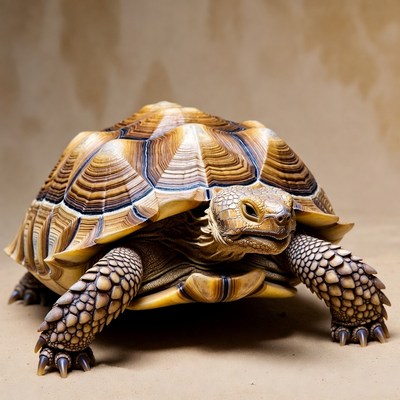 Radiated Tortoise on beige background