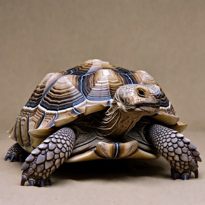 Radiated Tortoise on beige background