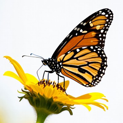Monarch butterfly on yellow daisy