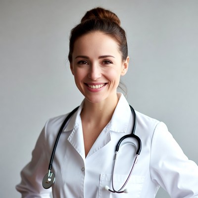 Smiling woman doctor with stethoscope