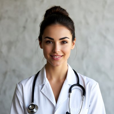 Smiling woman doctor with stethoscope