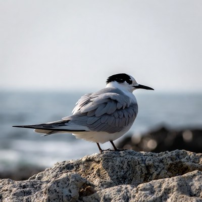 Gull-billed Tern on Rocky Shore