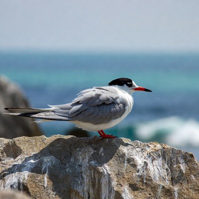 Gull-billed Tern on Seaside Rock