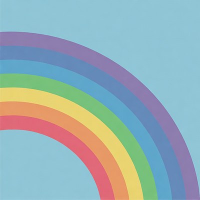 Colorful Rainbow on Blue Sky