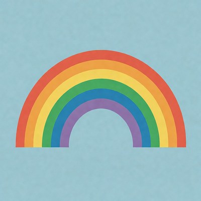 Colorful Rainbow on Blue Background