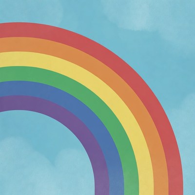 Colorful Rainbow on Blue Sky