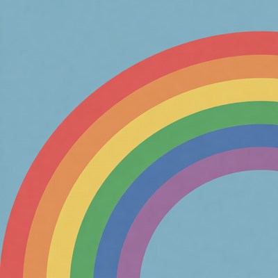 Colorful Rainbow on Blue Sky