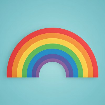 Colorful Rainbow on Blue Background