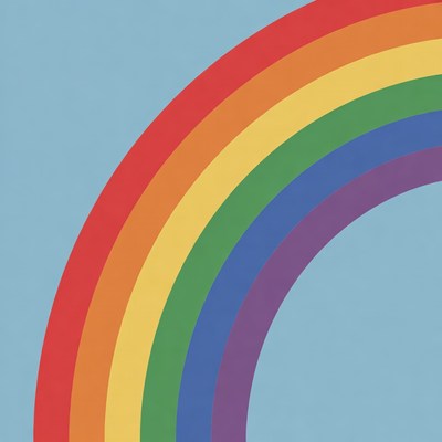 Colorful Rainbow on Blue Sky