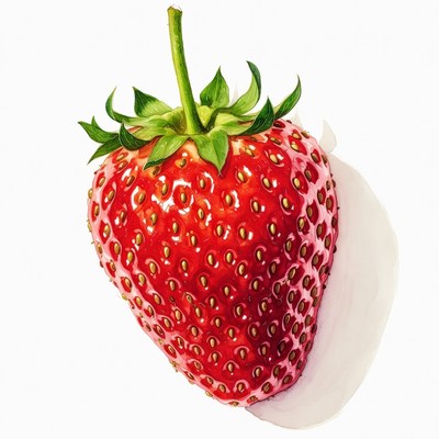 Ripe Strawberry on White Background