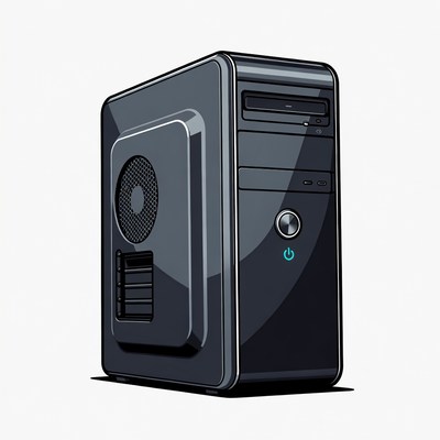 Black Desktop PC Tower Illustration
