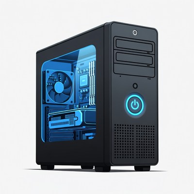 Gaming PC with Blue LED Lights