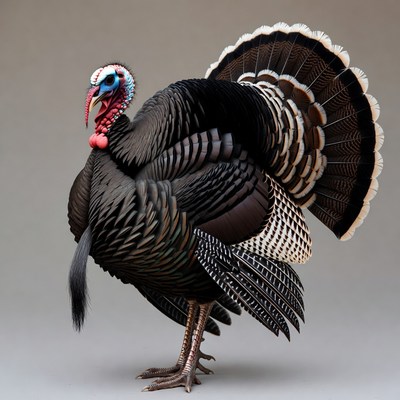 Male turkey displaying tail feathers