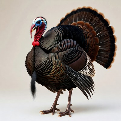 Male turkey standing isolated