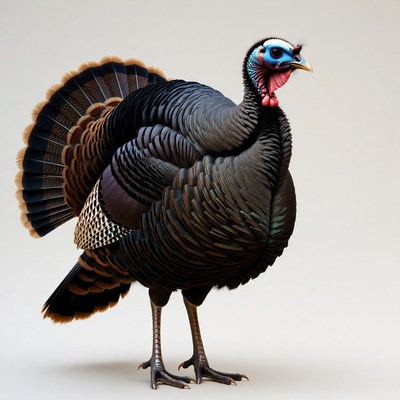 Male turkey displaying feathers