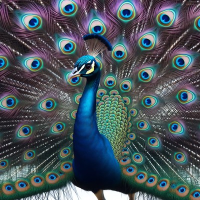 Peacock displaying vibrant feathers