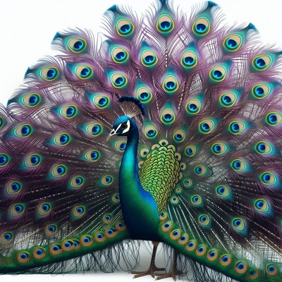 Peacock displaying vibrant tail feathers