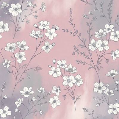 Pink Watercolor Anemone Flowers Pattern