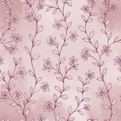 Pink Floral Line Art Pattern