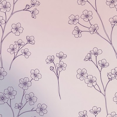 Pink Cherry Blossom Branches Illustration