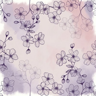 Watercolor Cherry Blossom Branches
