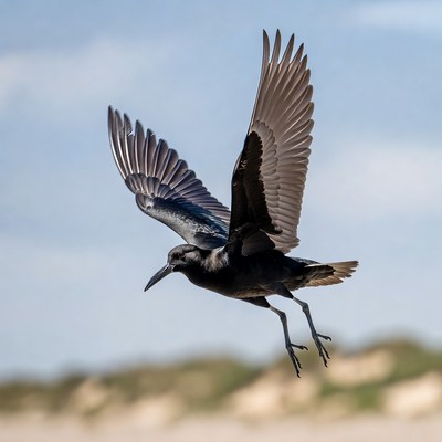 Clapper Rail Flying over Beach