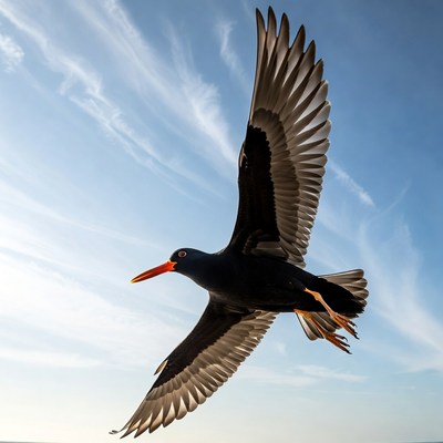 Black-winged Stilt flying over sky
