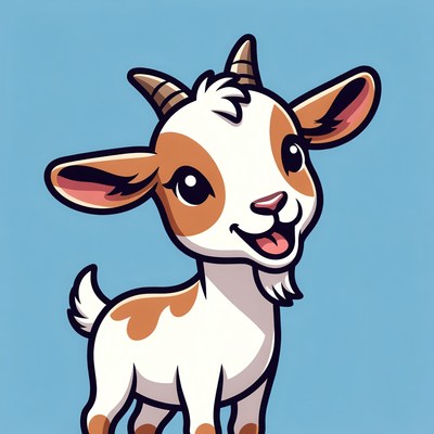 Cute cartoon baby goat smiling