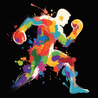Colorful Boxer Man in Action Pose