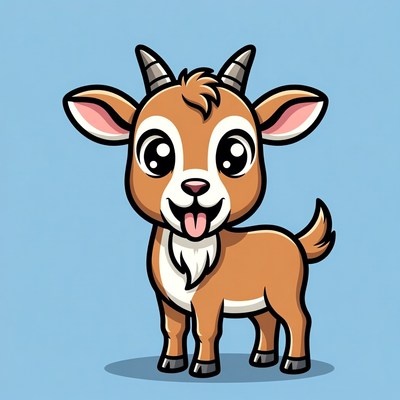 Cute cartoon baby goat