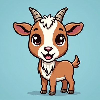 Cute cartoon baby goat