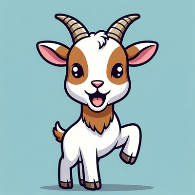 Cute cartoon baby goat smiling