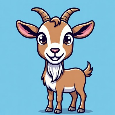 Cute cartoon baby goat