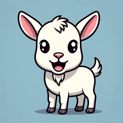 Cute cartoon baby goat smiling