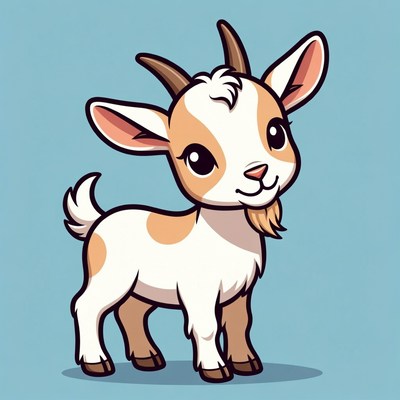Cute cartoon baby goat