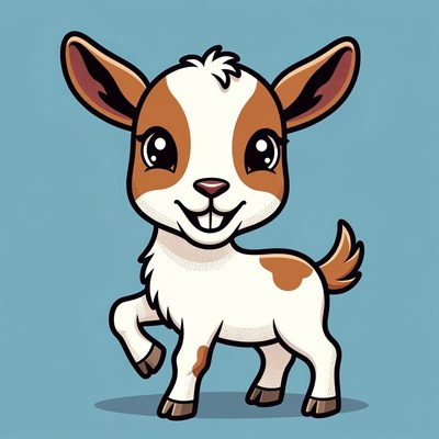 Cute cartoon baby goat
