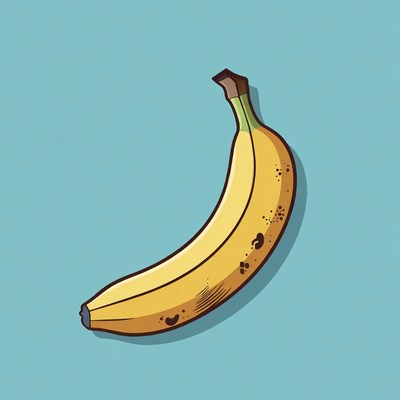 Ripe banana illustration on blue background