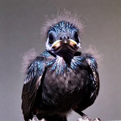 Fluffy baby bird close-up