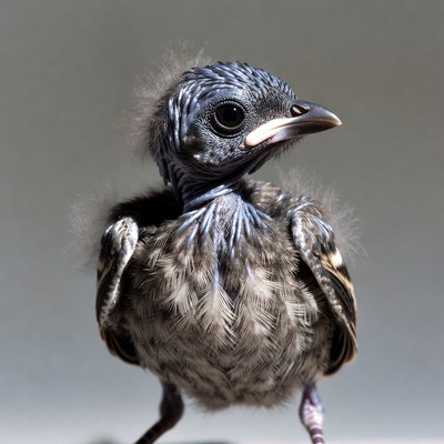 Fluffy baby bird closeup