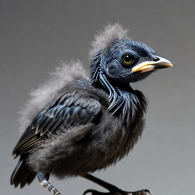 Fluffy gray baby bird