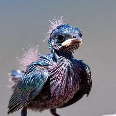 Fluffy blue baby bird