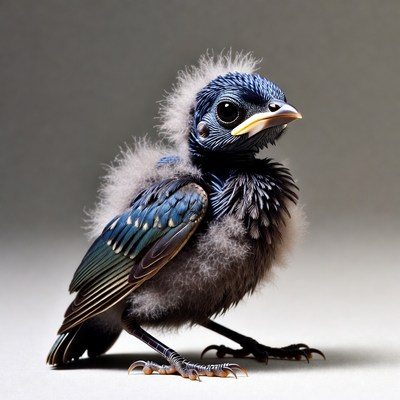 Fluffy blue baby bird