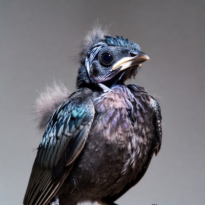 Fluffy Blue Baby Bird